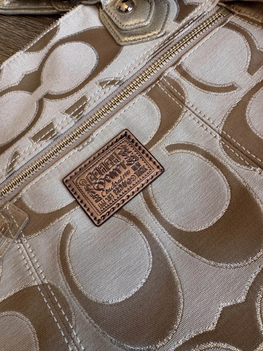 Coach Poppy Tan/Silver Tote